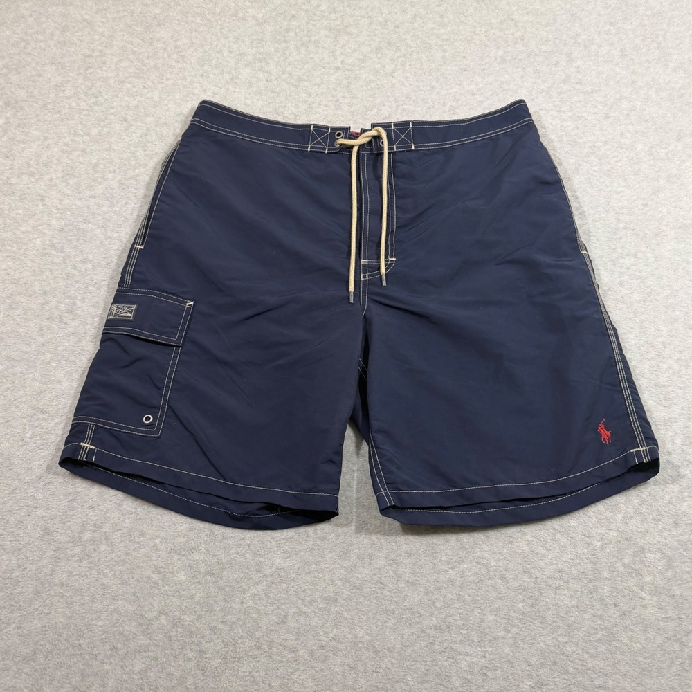 Polo Ralph Lauren Swim Trunks Mens XL‎ Navy Blue  Cargo Pocket Pony Logo